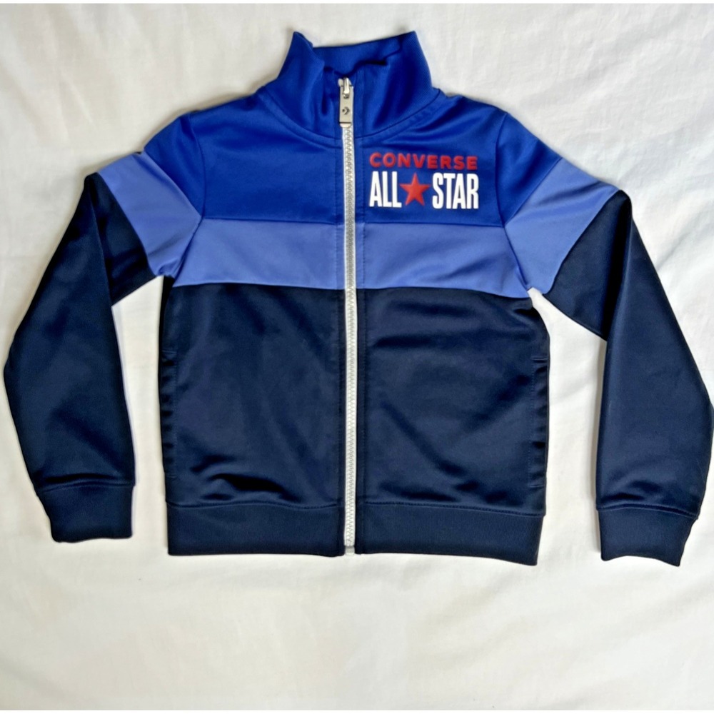 Converse Track Jacket All‎ Star Athletic Zip Up 3T Blue Lightweight High Neck